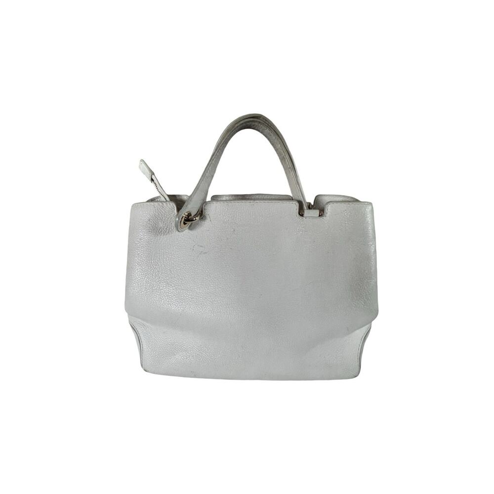 Michael Kors Annabelle Large Top-Zip Tote Leather Crossbody Optic White